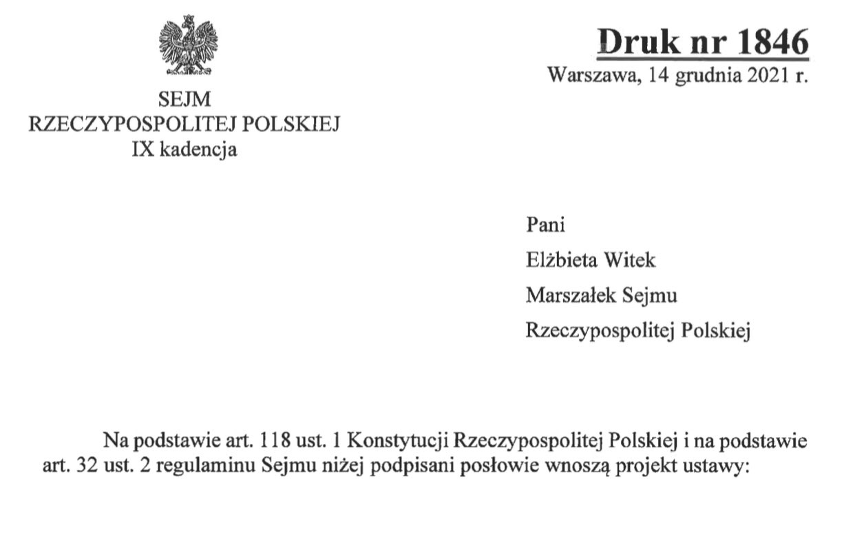 Projekt ustawy segregacyjnej PiS złożony w sejmie!